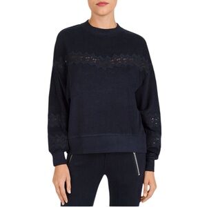 🔥 KOOPLES X SPORT Sweet Fleece Lace-inset Sweatshirt In Navy Size 1